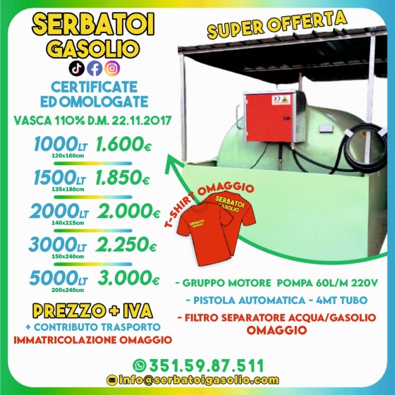 Serbatoio Gasolio con TETTOIA